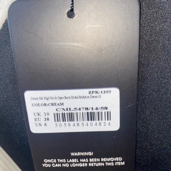 Cream Rib High Neck Open Back Detailed Dress - Picture 4 of 5